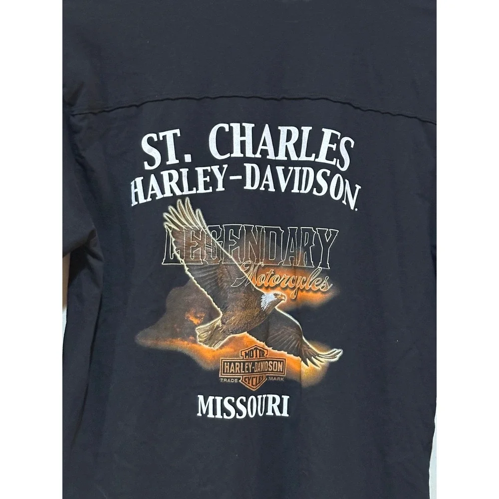 Harley Davidson Long Sleeve Shirt‎ Mens Large St Charles Missouri Eagle Graphic
